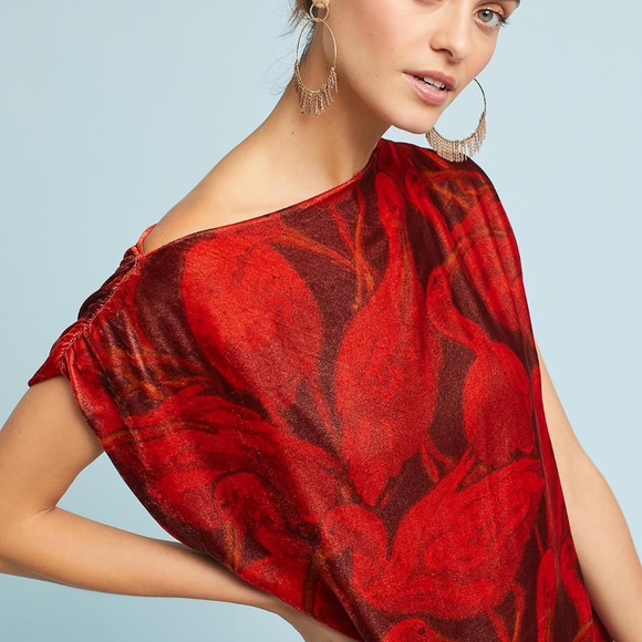 anthropologie red velvet dress
